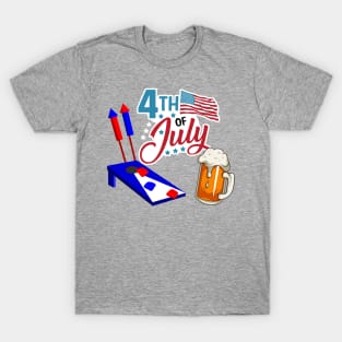 4th Of July Cornhole, Beer and Bottle Rockets T-Shirt